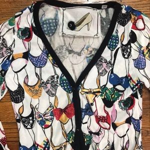 Anthropologie Shoe Print Cardigan Sweater S